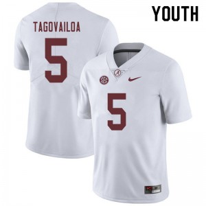 Youth Taulia Tagovailoa White University of Alabama Football #5 Jersey 663725-772