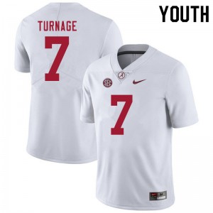 Youth Brandon Turnage White Bama Football #7 Jersey 872111-691
