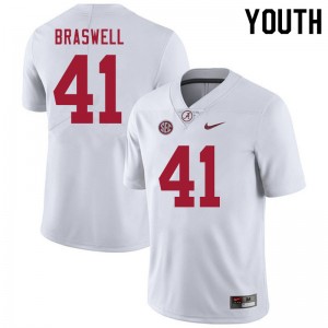 Youth Chris Braswell White Bama Football #41 Jersey 357584-448