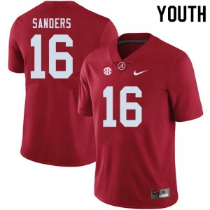 Youth Drew Sanders Crimson Bama Football #16 Jersey 209358-590