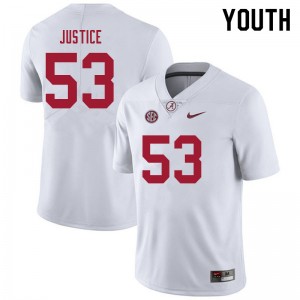 Youth Kevin Justice White Bama Football #53 Jersey 983635-164