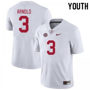 Youth Terrion Arnold White University of Alabama Football #3 Jersey 939864-871