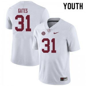 Youth A.J. Gates White Bama Football #31 Jersey 255828-829