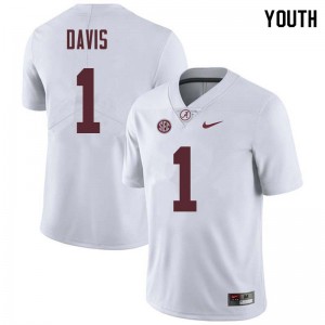 Youth Ben Davis White University of Alabama Football #1 Jersey 266369-479