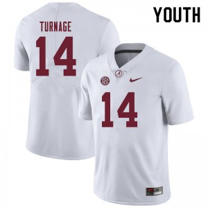 Youth Brandon Turnage White Alabama Crimson Tide Football #14 Jersey 440031-301