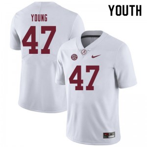 Youth Byron Young White University of Alabama Football #47 Jersey 842098-245
