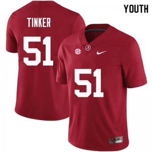 Youth Carson Tinker Crimson Bama Football #51 Jersey 332280-473