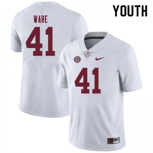 Youth Carson Ware White Bama Football #41 Jersey 362031-932