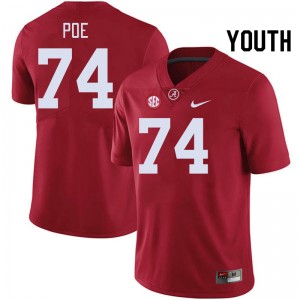 Youth Casey Poe Crimson Alabama Football #74 Jersey 914462-742