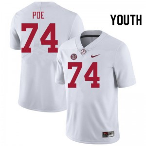 Youth Casey Poe White University of Alabama Football #74 Jersey 802191-422