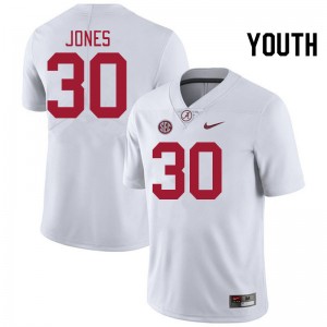 Youth Cayden Jones White Bama Football #30 Jersey 776804-345
