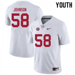 Youth Christian Johnson White Alabama Football #58 Jersey 708816-797