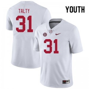 Youth Conor Talty White Alabama Crimson Tide Football #31 Jersey 526112-899