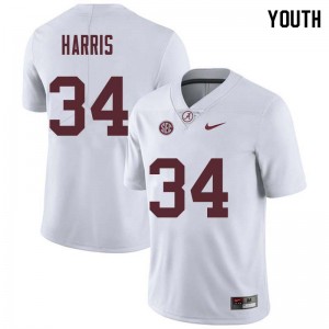 Youth Damien Harris White Bama Football #34 Jersey 750869-754