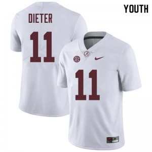 Youth Gehrig Dieter White Alabama Crimson Tide Football #11 Jersey 780888-880