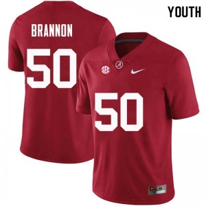 Youth Hunter Brannon Crimson University of Alabama Football #50 Jersey 639494-989