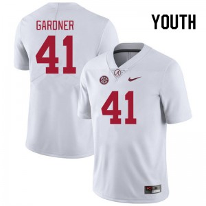Youth JR Gardner White Bama Football #41 Jersey 874390-443