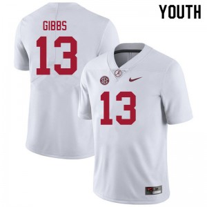 Youth Jahmyr Gibbs White Bama Football #13 Jersey 140650-834