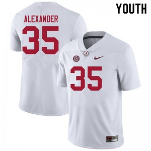 Youth Jeremiah Alexander White Alabama Football #35 Jersey 177520-261