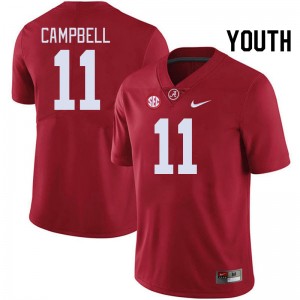 Youth Jihaad Campbell Crimson Bama Football #11 Jersey 879424-139