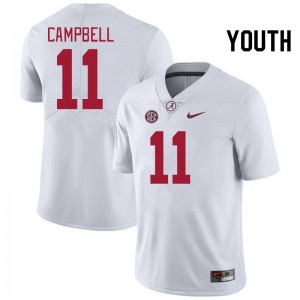 Youth Jihaad Campbell White Bama Football #11 Jersey 970614-787