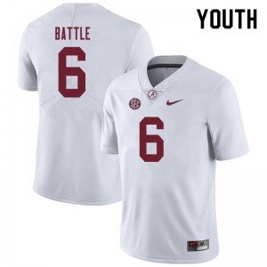 Youth Jordan Battle White University of Alabama Football #6 Jersey 567413-937