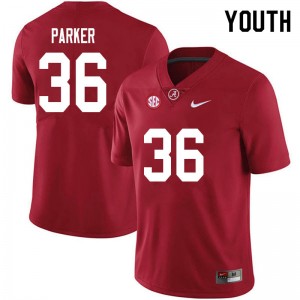 Youth Jordan Parker Crimson University of Alabama Football #36 Jersey 300249-912