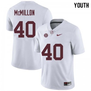 Youth Joshua McMillon White Bama Football #40 Jersey 493966-617