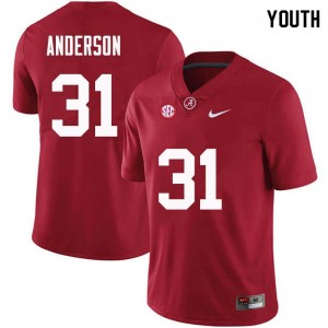 Youth Keaton Anderson Crimson Bama Football #31 Jersey 377340-958