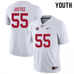Youth Kevin Justice White Alabama Crimson Tide Football #55 Jersey 163819-864