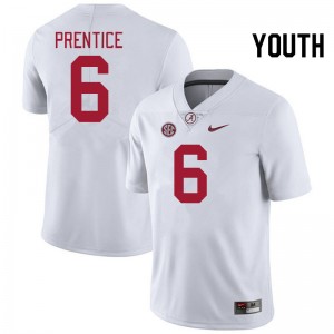 Youth Kobe Prentice White Bama Football #6 Jersey 606201-195