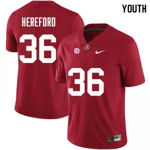 Youth Mac Hereford Crimson Alabama Football #36 Jersey 973397-873