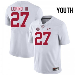 Youth Michael Lorino III White Alabama Crimson Tide Football #27 Jersey 215618-816