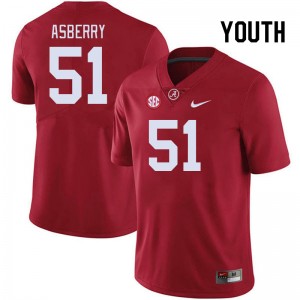 Youth Noland Asberry Crimson Alabama Crimson Tide Football #51 Jersey 279377-137