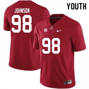 Youth Sam Johnson Crimson University of Alabama Football #98 Jersey 918946-346