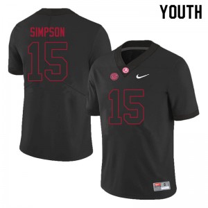 Youth Ty Simpson Black Bama Football #15 Jersey 385480-975