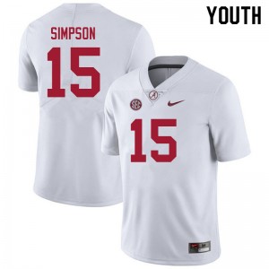 Youth Ty Simpson White Bama Football #15 Jersey 478475-380