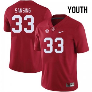 Youth Walter Sansing Crimson Alabama Football #33 Jersey 291787-697