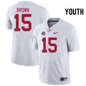 Youth Zabien Brown White Alabama Crimson Tide Football #15 Jersey 243303-143