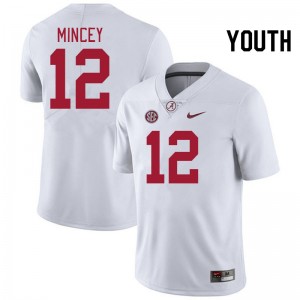 Youth Zavier Mincey White Alabama Football #12 Jersey 815493-581