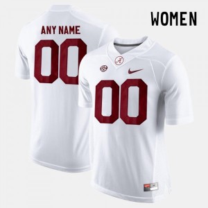 Women Custom White Bama Football #00 Jersey 903813-160