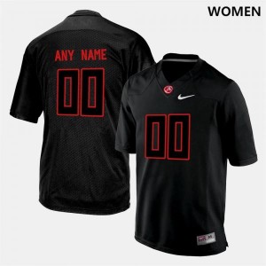 Women Custom Black Alabama Crimson Tide Football #00 Jersey 473072-612